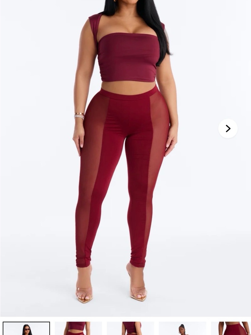 Fashion Nova Women's Maroon Mesh-Panel Leggings